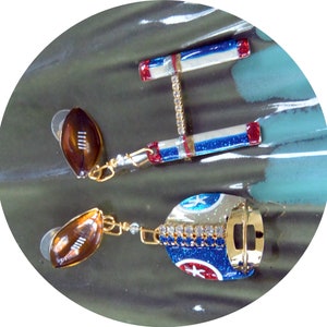 Lunch at the Ritz Earrings - UNUSED - Signed, Football/Helmet/Goal Post, Pierced, Great Gift - Vintage -Rare, Fabulous!
