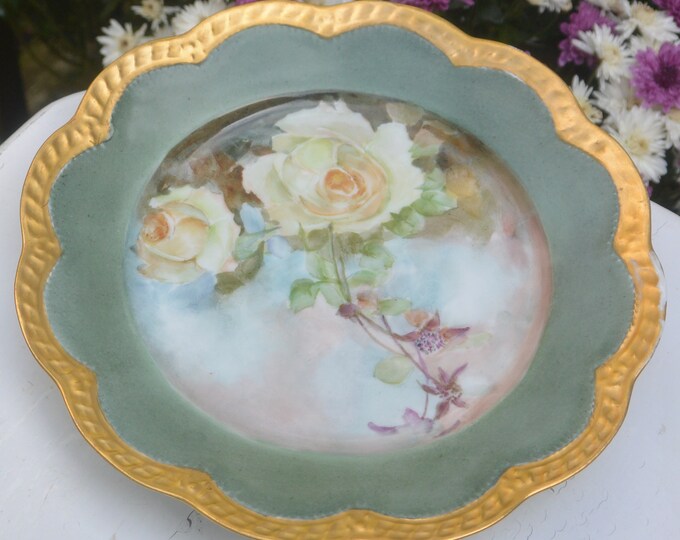 SALE Limoges Haviland Plate H & C L France, Hand Painted, Signed GLG, Custom Free US Shipping