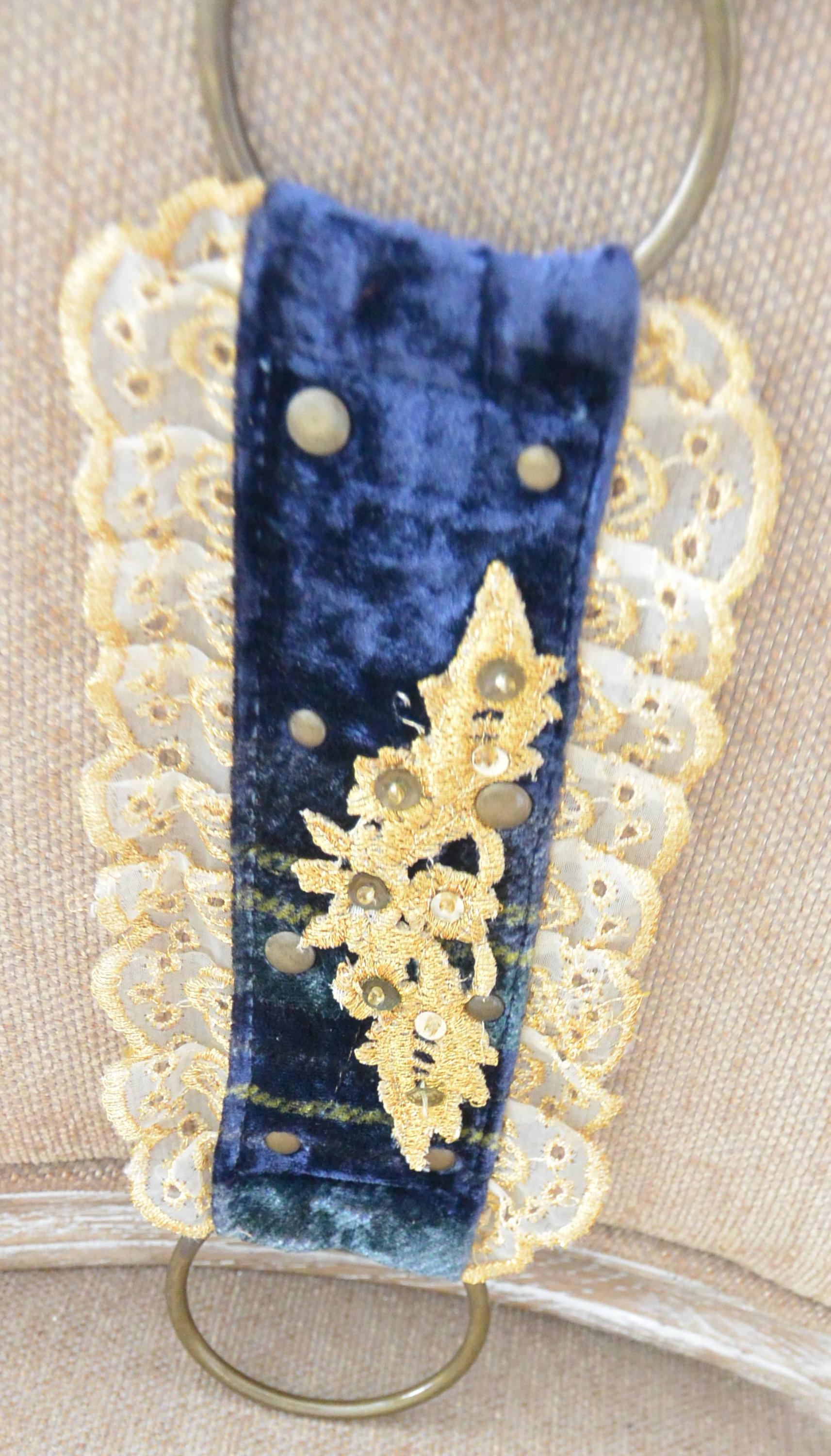Betsey Johnson Velvet Belt: UNUSED, Embroidered Lace 