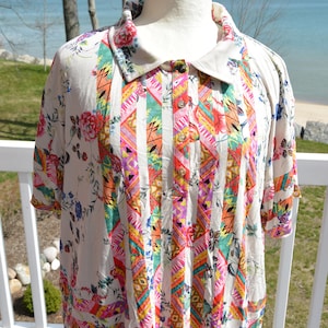 SALE! Johnny Was Polo Top - UNUSED - Tags, White/Multi Color, Size XXL, Orig Price 130, Great Gif-  Vintage - Rare,  Fabulous!