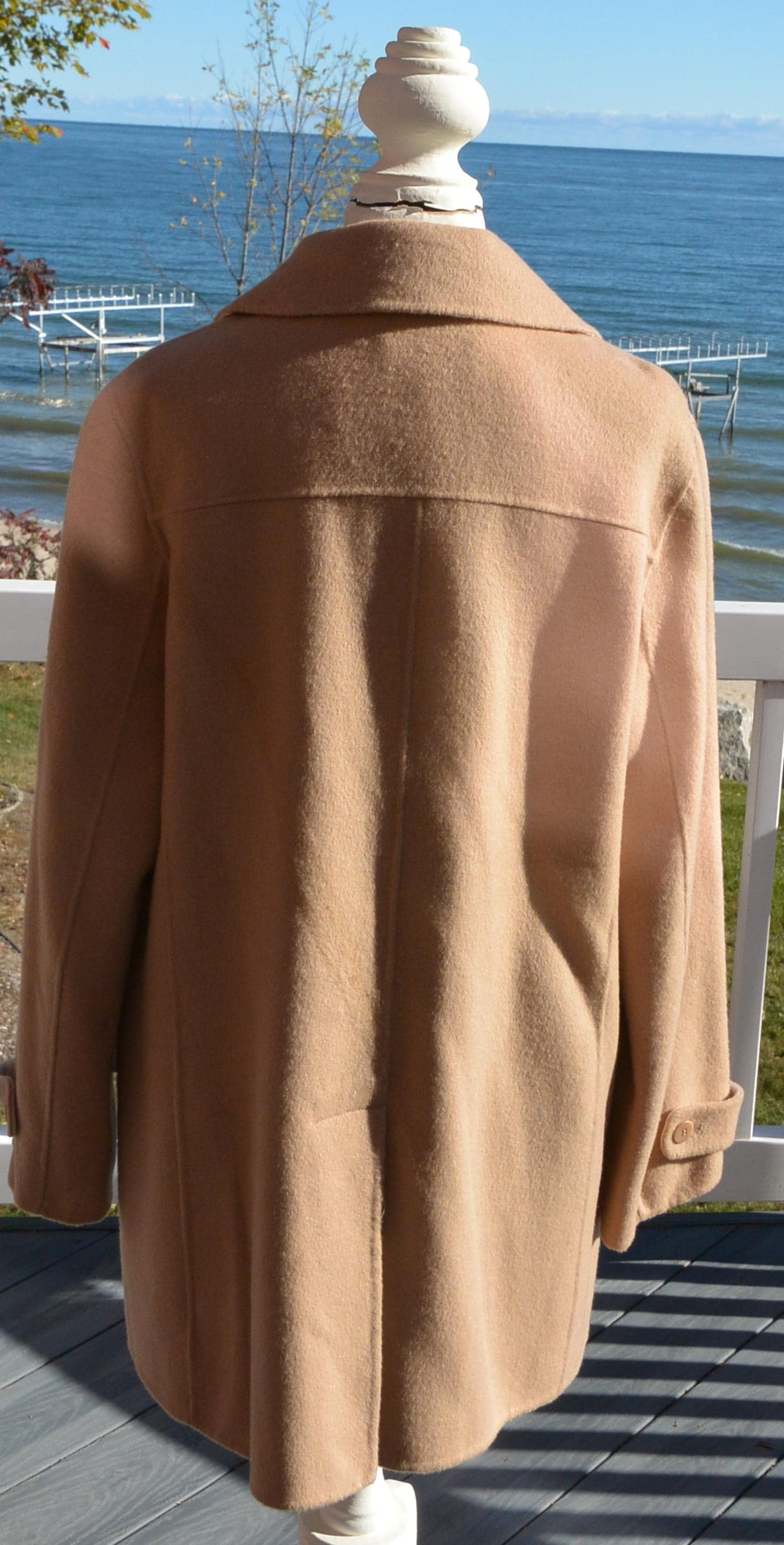 Talbots ウールコート: 未使用、キャメル/ホワイト、小売価格 349、US