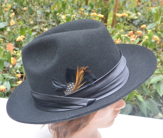 SALE! Italy Fedora Hat - UNUSED - Black, Felted W… - image 9