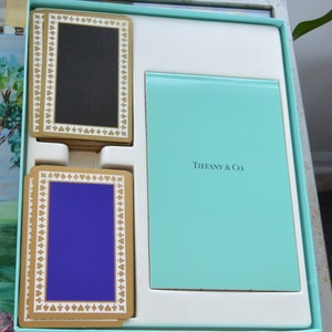 ¡OFERTA! Juego de naipes y bloc de puntuación de bridge de Tiffany & Co. SIN USAR, caja original, excelente regalo, vintage, ¡raro y fabuloso!