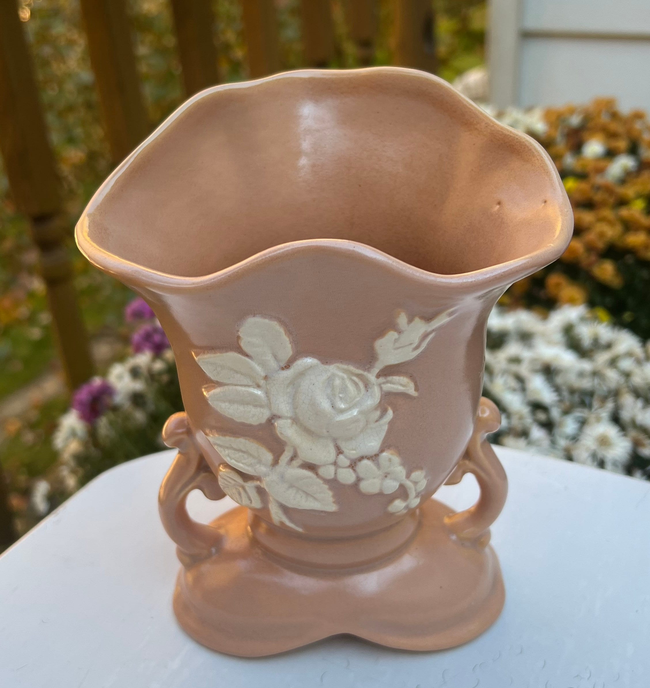 Vintage Weller Pottery Vase: Pink Raised Roses, Hand-signed - Etsy