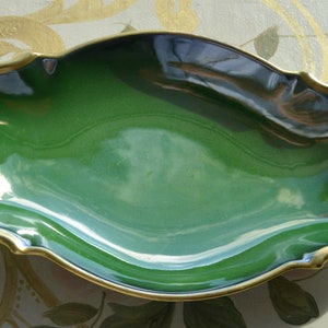 SALE! Carlton Ware Serving Plate - England, Elegant Vert Green/Gold Rim, Great Gift - Vintage- Rare, Fabulous!