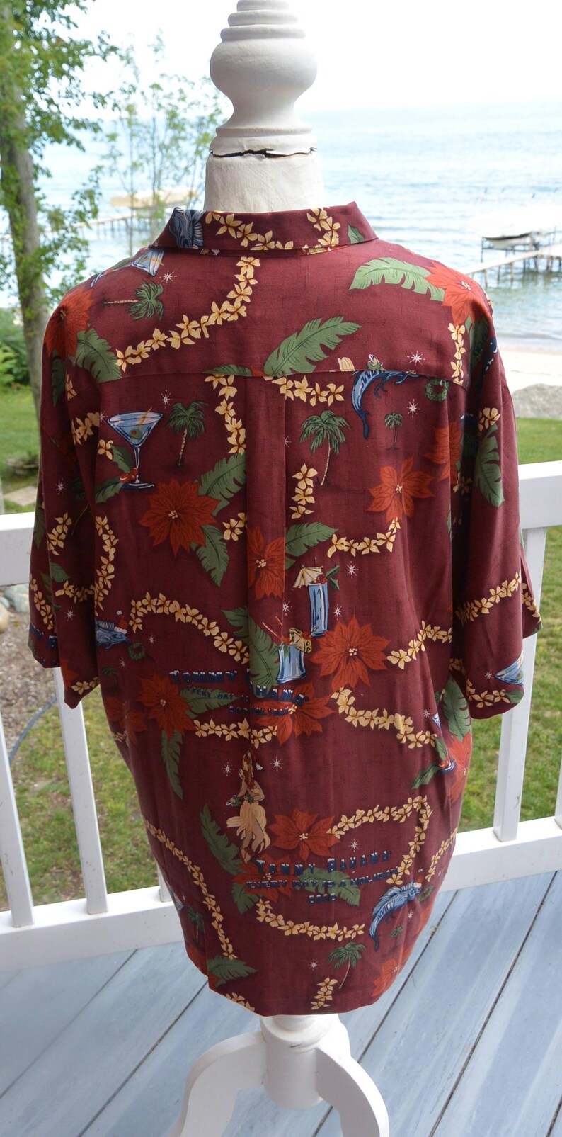 Tommy Bahama Silk Camp Shirt: UNUSEDE, Tag, Happy Hula Days, Men's L Vintage, SALE! image 16