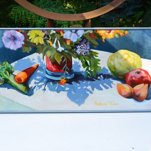 Vintage Still Life Oil Painting: Barbara Tucker Signed Floral Art