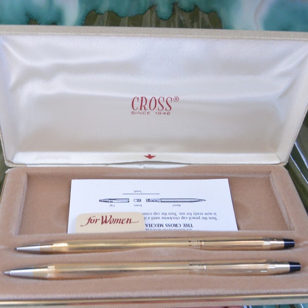 VERKAUF! Cross Pen & Pencil Set, Etui - UNBENUTZT - 10K Gold, Sleek, Gebrauchsanweisung, Tolles Geschenk - Vintage - Selten, Fabelhaft!