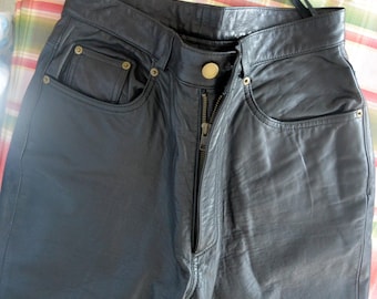Black Leather Pants - UNUSED - Saks Fifth Avenue, The Work, Tag, Retail 238, US Size 12, Vintage, SALE!!
