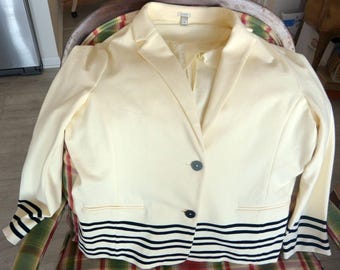 J. Crew Jacket: UNUSED - Off White, Navy Stripes, US Size XL  Vintage, Sale!