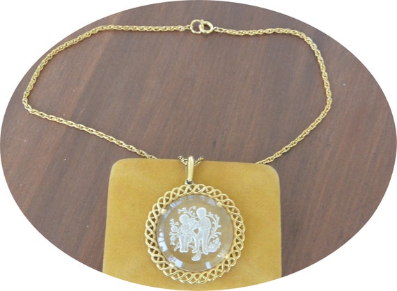 SALE! Crown Trafari Intaglio Necklace -Signed, Tw… - image 7