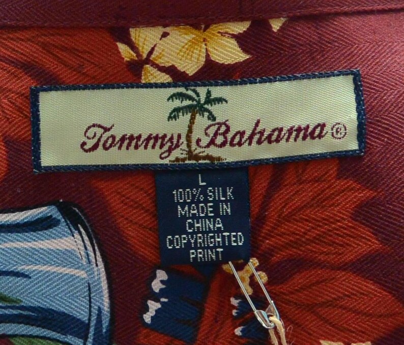 Tommy Bahama Silk Camp Shirt: UNUSEDE, Tag, Happy Hula Days, Men's L Vintage, SALE! image 15