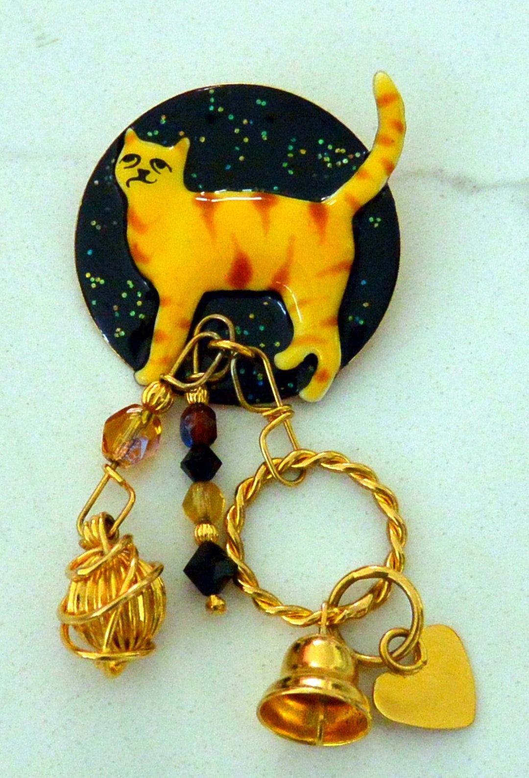 Vintage Lunch at the Ritz Cat Brooch Pendant: Signed Gold Charms - Etsy