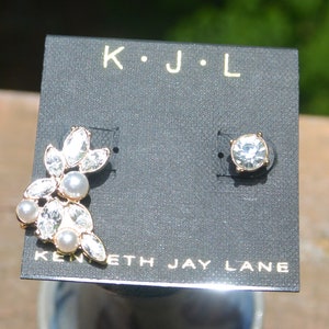 VENTE ! Boucles d'oreilles Kenneth J Lane - inutilisées - signées, perles/cristaux glamour, percées, excellent cadeau - vintage - rare, fabuleux !