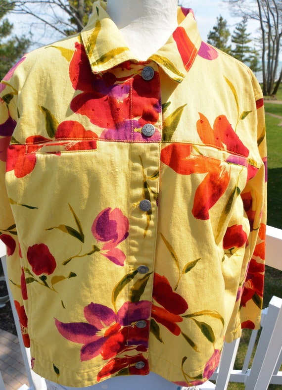 SALE! Chico's Woman's Jacket - Yellow/Red Floral,… - image 2