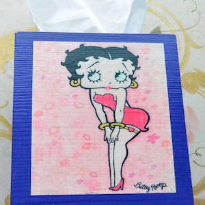SALE! Betty Boop Tissue Box Cover - Pin Ups, Hand Crafted, Wood/Paint, Betty Boop Lovers, Great Gift - Vintage - Rare, Fabulous!