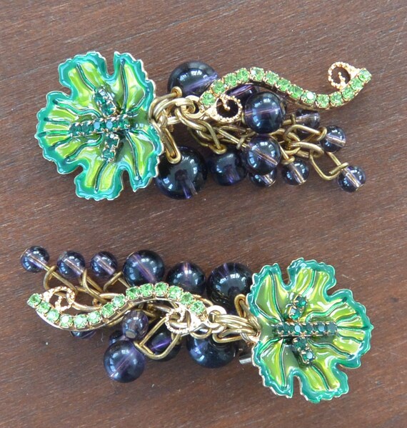 Lunch at the Ritz Earrings - Signed, Red Grapes/G… - image 6