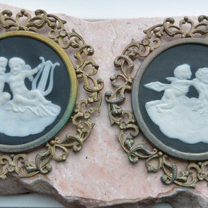 SALE! 2 Limoges Cherub Pate Sur Pate Wall Plaques, Elegant Metal Frames, Great Gift - Antique - Very Rare, Fabulous!