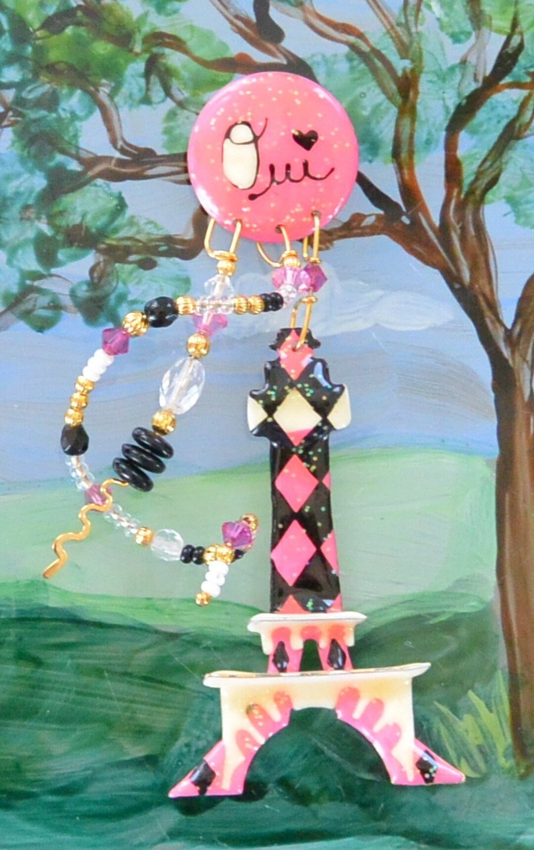 リッツでのランチブローチ：パリのエッフェル塔、スワロフスキー