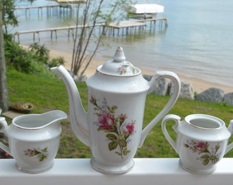 Vintage Fern Japan Tea Set: Hand-painted Floral Fine China