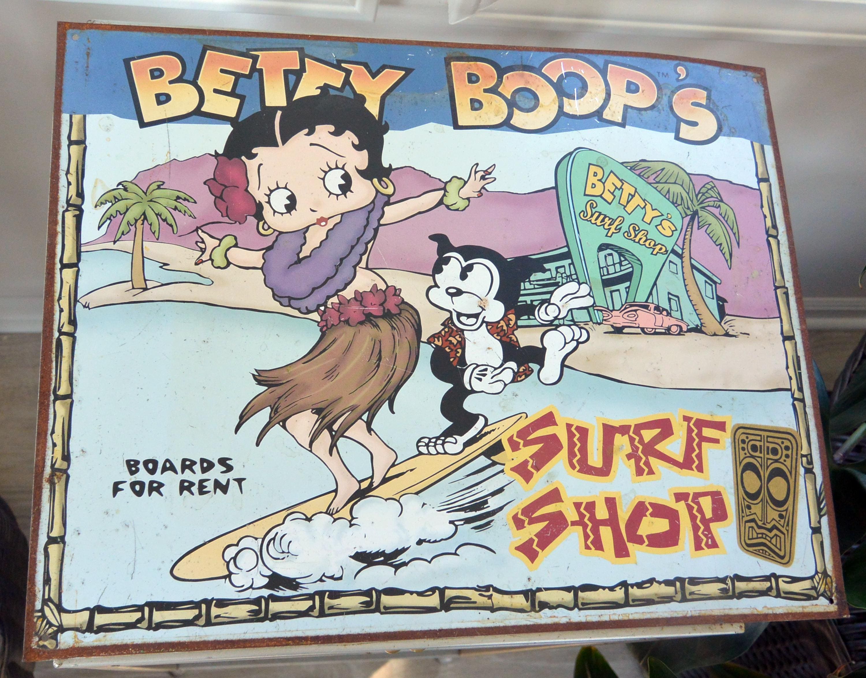 SALE! Betty Boop's Surf Shop Sign - Metal, Colorful, Beach/betty