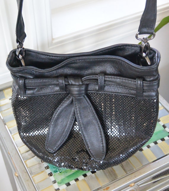 SALE! Whiting & Davis Shoulder Bag - Black Mesh/L… - image 2