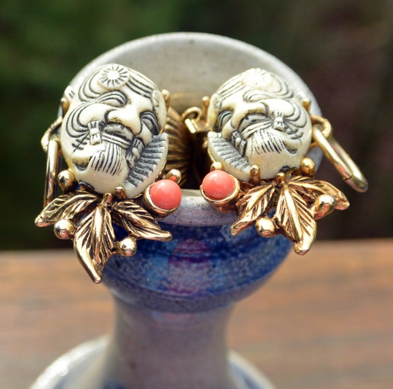 エルセーヌ　ノンセルクイックwith SUPER　jewelry　ball Selro Selini Noh Mask Jewelry Set: Pendant & Clip Earrings