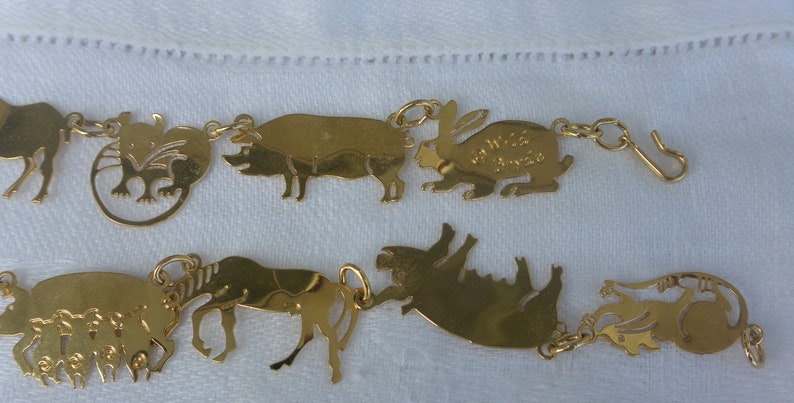 Fabulous! Wild Bryde Necklace Gold Plated 48 HR SALE Free US Shipping -Vintage Signed Rare Farm Animals