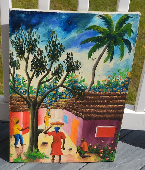 Art, L Y Alaby, Framed - Signed, Original Oil, Haitian Scene