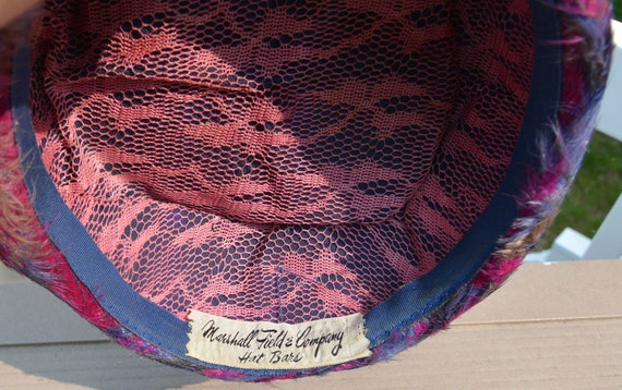 SALE! Marshall Field Hat - Label, Elegant Pink/Bl… - image 7