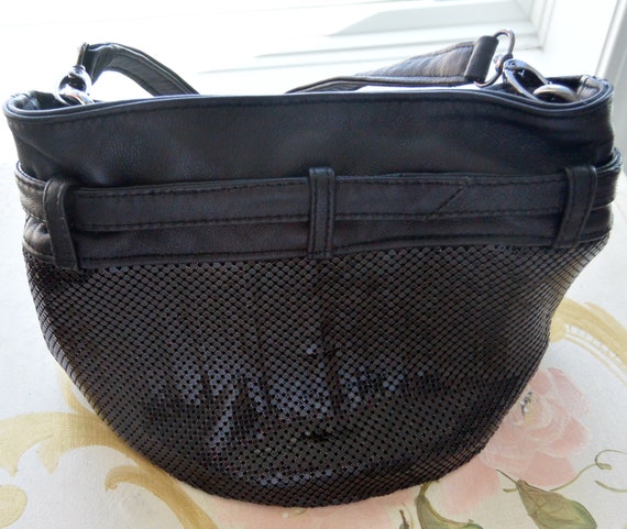 SALE! Whiting & Davis Shoulder Bag - Black Mesh/L… - image 3