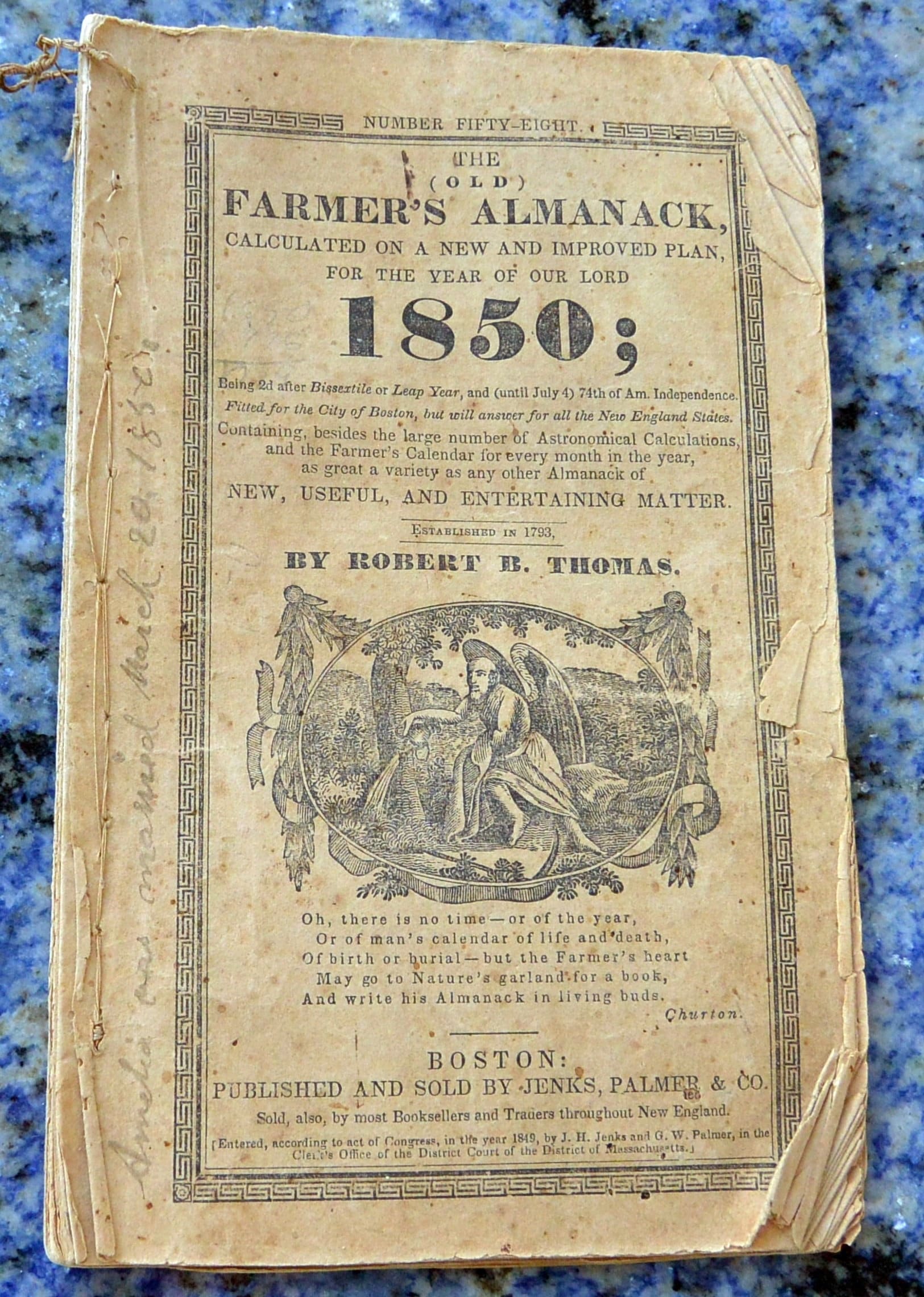 SALE 1850 Almanac Old Farmer's Robert Thomas - Etsy