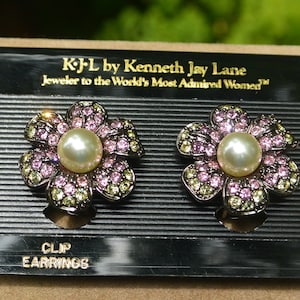 Promo ! Boucles d'oreilles Glam KJL - INUTILISÉES - signées, carte originale KJL, clip, glam, excellent cadeau - vintage - rare, fabuleux !