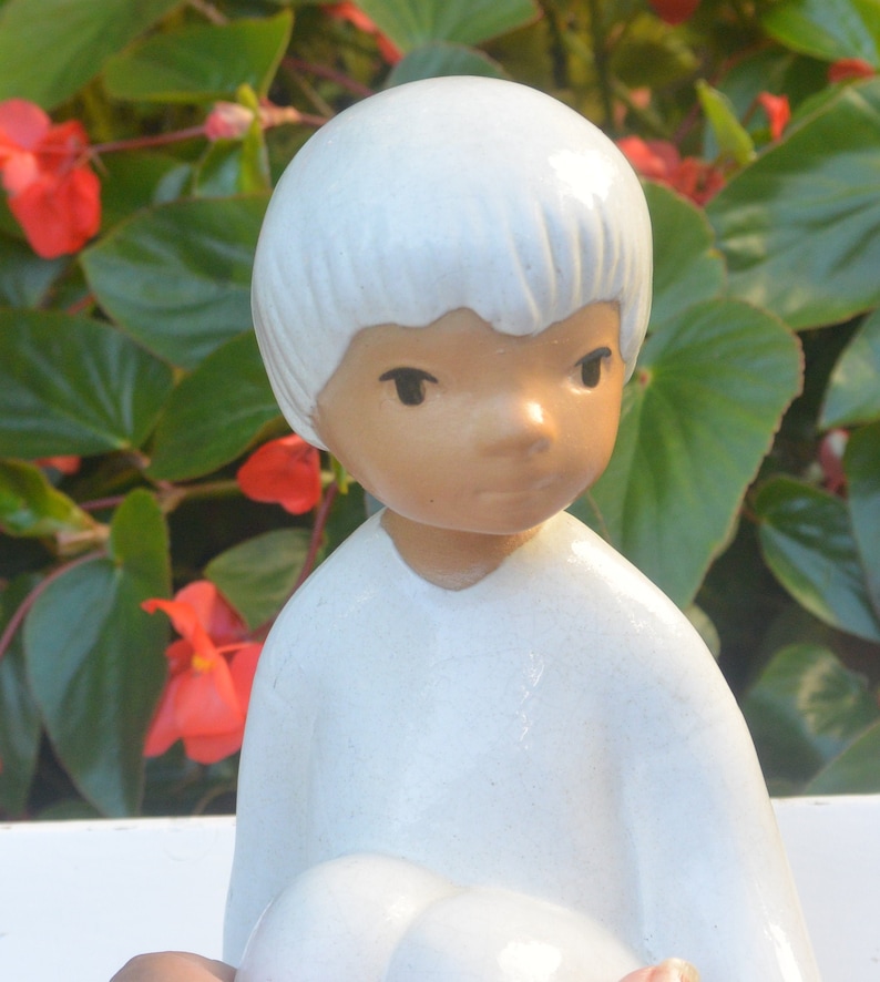 Rare Fabulous! Vintage Signed Great Face Elaine Carlock Boy Hand Potted Clay