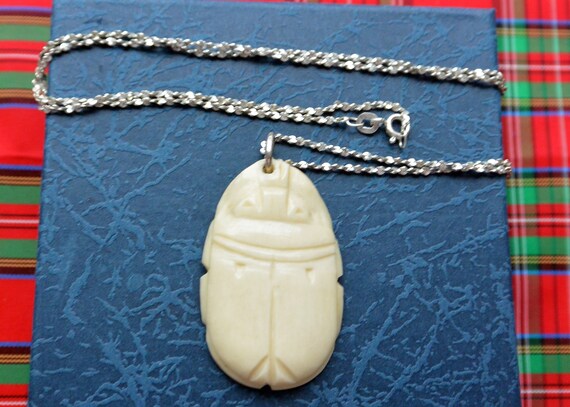 Carved Bone Scarab Necklaces Carved Bone Scarab Necklaces