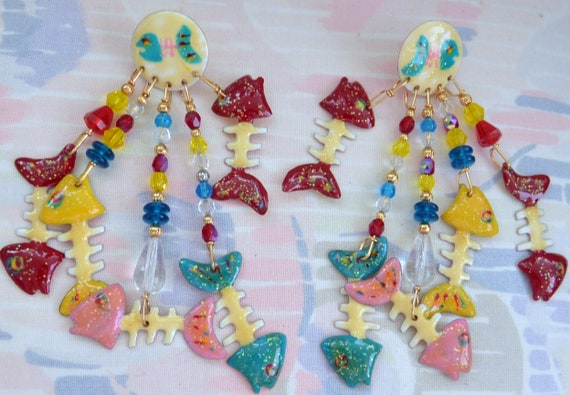 Lunch at the Ritz Earrings - Hand Signed, Colorfu… - image 7