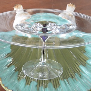 SALE! Orrefors Intermezzo Cake Stand - UNUSED - Blown Glass, Blue