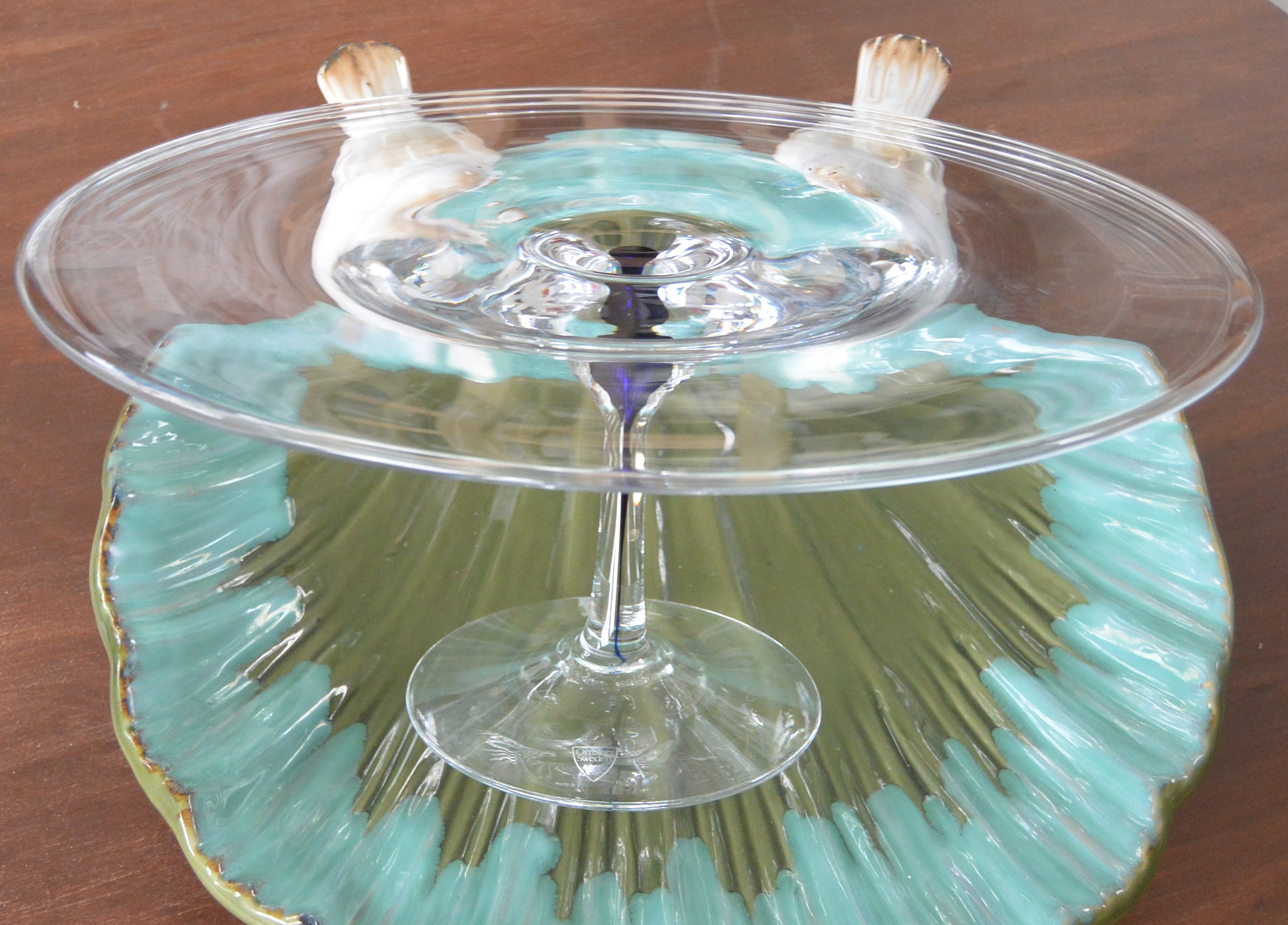 未使用 オレフォス Orrefors インターメッツォ ガラス ケーキスタンド