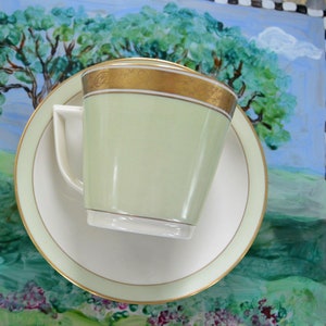 SALE! Royal Copenhagen Cup & Saucer - Dagmar, Hallmarked, Green/Gold, Denmark, Great Gift - Vintage - Rare, Fabulous!
