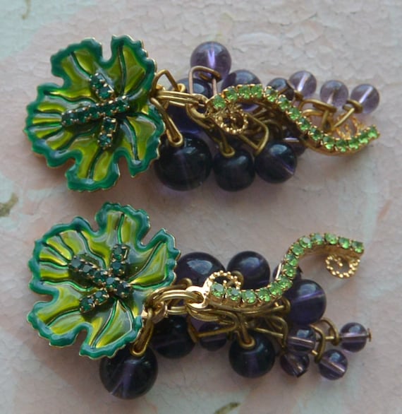Lunch at the Ritz Earrings - Signed, Red Grapes/G… - image 7
