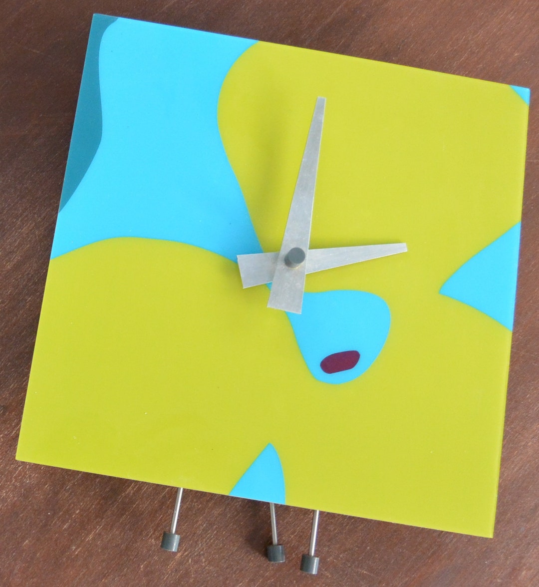 ILO MOD Clock: Green & Blue Square Table Clock, San Fran, Vintage, SALE ...