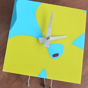 ILO MOD Clock: Green & Blue Square Table Clock, San Fran, Vintage, SALE!