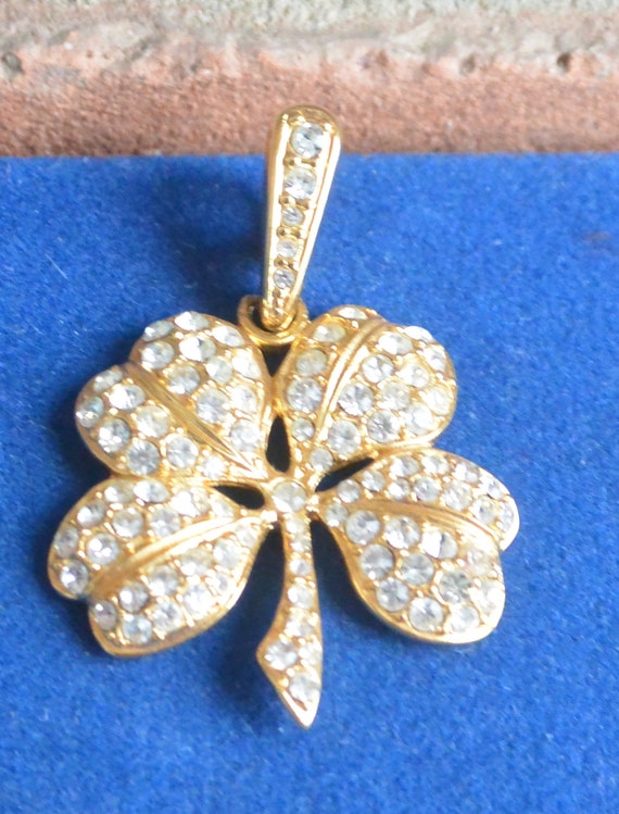 SALE! KJL Shamrock Pendant- Signed, Pave Sparklin… - image 10