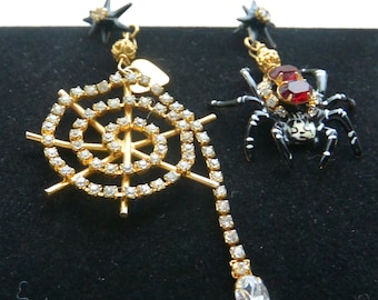 Lunch at the Ritz Earrings - Signed, Spider/Spider Web, Pierced, Statement, Great Gift - Vintage - Retired, Fabulous!