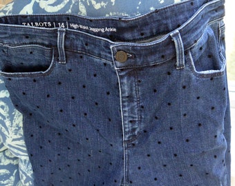 Vintage Talbots Polka Dot Jeans High Waisted Ankle Jegging, US