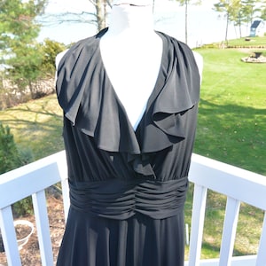 SALE! Jones New York Dress -Black, Feminine Neckline, US Size 18W. Elegant Length, Great Gift - Vintage- Rare, Fabulous!