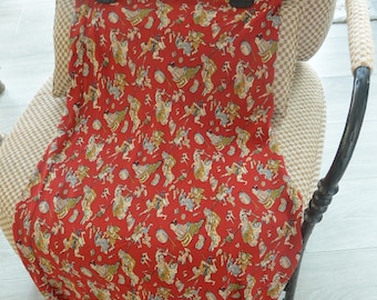 Harari Silk Skirt-  UNUSED -  Japanese Inspired Characters, Red w Multi Colors, US Size M,  Vintage, SALE!