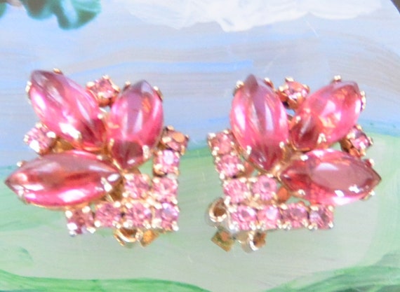 SALE! Weiss Glam Earrings - Signed, Elegant Pink … - image 3