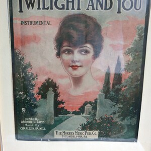 SALE Music Sheet, Framed I Want the Twilight and You, Gold Wood Frame, Great Gift Antique Fabulous image 10