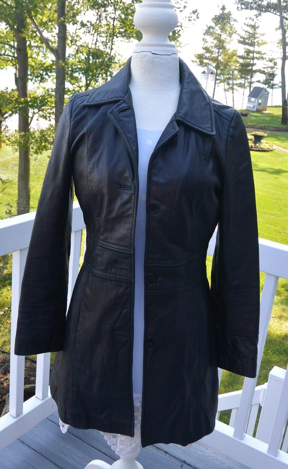SALE! Tahari Leather Jacket - Elegant Shape, Black